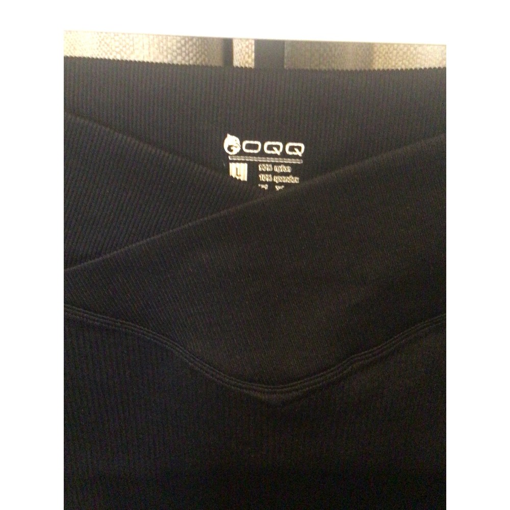 NWOT OQQ Women Blk Ribbed Mini Skirt Crossover V Waist Bodycon Seamless Sporty L - Picture 4 of 5
